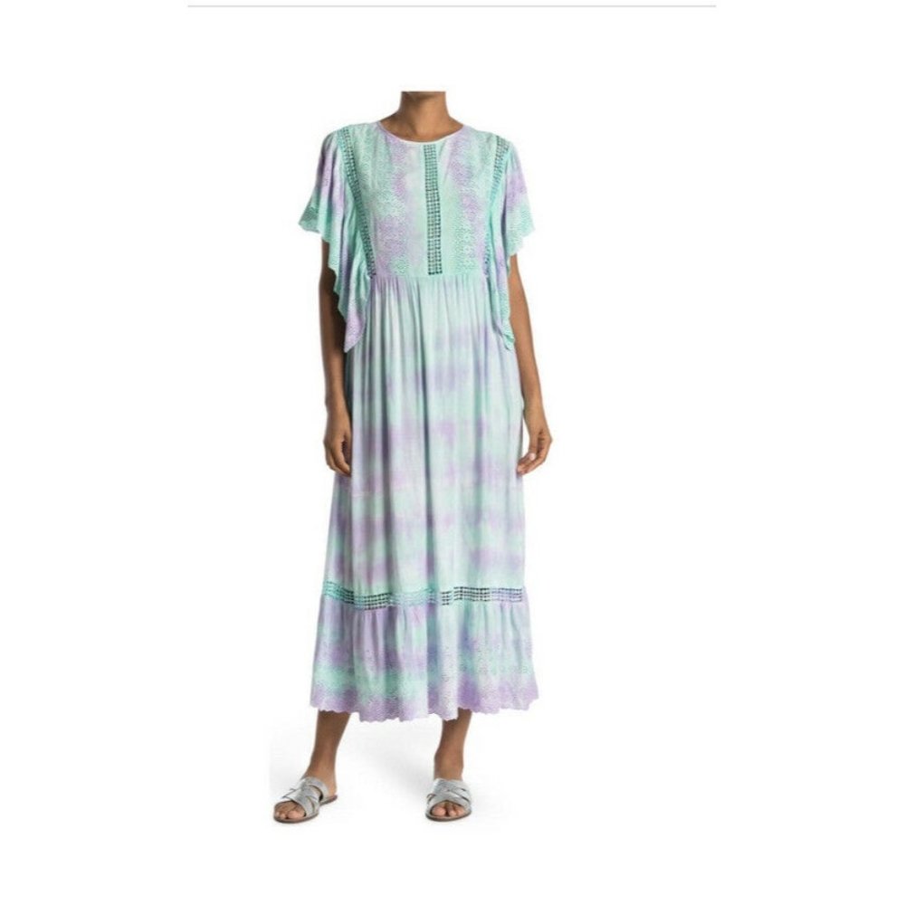 RAGA Sweet Tooth Tie Dye Eyelet Crochet Lace Maxi Summer Dress